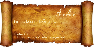 Arnstein Lőrinc névjegykártya